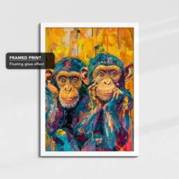 Monkey Funny Abstract Coloful Framed Poster Print & Canvas Wall Decor Art Oil Painting Bedroom Home Bathroom Animal Lover Gift - thumbnail 3