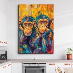 Monkey Funny Abstract Coloful Framed Poster Print & Canvas Wall Decor Art Oil Painting Bedroom Home Bathroom Animal Lover Gift - thumbnail 1