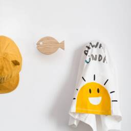 Wooden Fish Wall Hooks For Kids, Lake House Decor, Beach Nursery Pegs - thumbnail 3