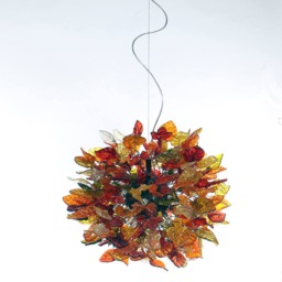 Hanging Chandeliers With Warm Color Leaves & Flowers, Lamp For Dining Room Or Living Room - thumbnail 2
