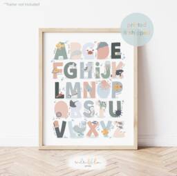 Sea Animals Alphabet Print, Under The Ocean Girl Nursery, Nursery Educational Scandi Decor, Kids Wall Art - thumbnail 1