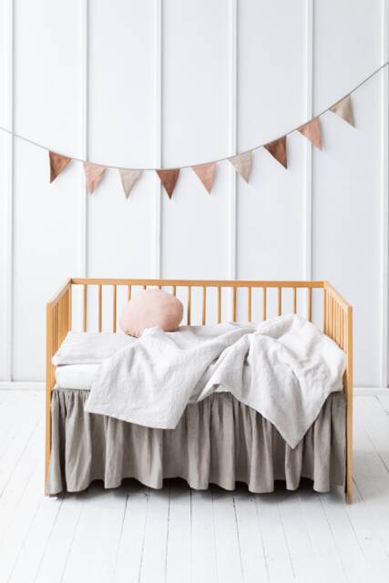 Linen Pillow Case & Duvet Cover For Baby, Crib Bedding, Cradle Natural Bedding Newborn, in Various Colors - image 1
