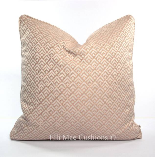 Luxury Designer Art Deco Pink Cream Geometric Fabric Cushion Pillow Throw Cover - image 1