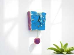 Blue Pendulum Wall Clock, Distressed Rustic Wood Decor
