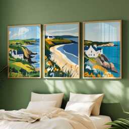Set Of 3 Anglesey Posters, Wales Travel Prints, Wall Art Set, Coastal Posters Anglesey, Welsh Landscape Beach Poster - thumbnail 3