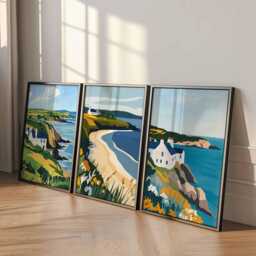 Set Of 3 Anglesey Posters, Wales Travel Prints, Wall Art Set, Coastal Posters Anglesey, Welsh Landscape Beach Poster - thumbnail 2