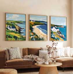 Set Of 3 Anglesey Posters, Wales Travel Prints, Wall Art Set, Coastal Posters Anglesey, Welsh Landscape Beach Poster - thumbnail 1
