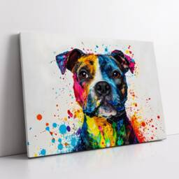 staffordshire Bull Terrier Dog Pet Abstract Modern Painting Wall Art, Framed Canvas Poster Print, Home Kitchen Office Room Decor, Gifts - thumbnail 2