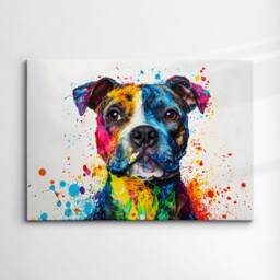 staffordshire Bull Terrier Dog Pet Abstract Modern Painting Wall Art, Framed Canvas Poster Print, Home Kitchen Office Room Decor, Gifts - thumbnail 3