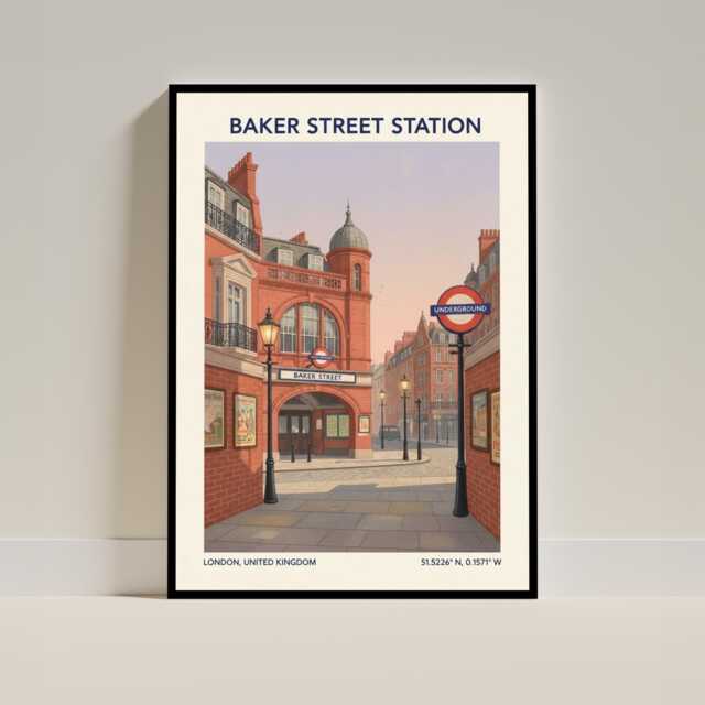 Baker Street Train Station London Art Print Poster - British Railway Underground Tube English UK Wall Decor Lover - image 1