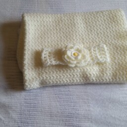 Crochet Antique White Baby Blanket Set, Shower, House Warming, Unisex Gift Idea, Soft Beautiful Set. Ready To Ship - thumbnail 2