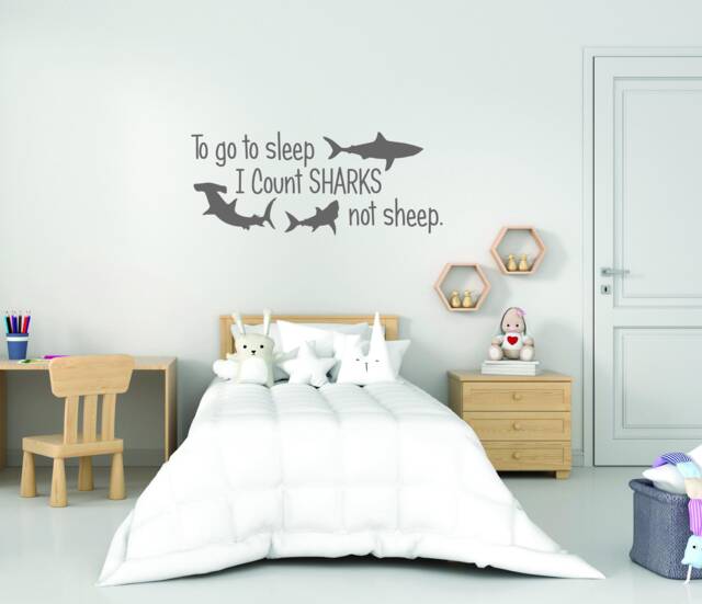 Shark Room Decor, To Go To Sleep I Count Sharks Not Sheep. Wall Decal For Children's Room, Decal, Nursey Sign, Theme - image 1