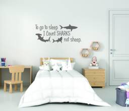 Shark Room Decor, To Go To Sleep I Count Sharks Not Sheep. Wall Decal For Children's Room, Decal, Nursey Sign, Theme - thumbnail 1