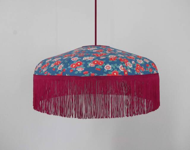 "Retro Pendant in Japanese Paper With Fringe ""Emilia" - image 1