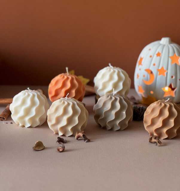 Wavy Ball Candle Abstract Soy Wax Ornament - Vegan Decorative Candle - image 1