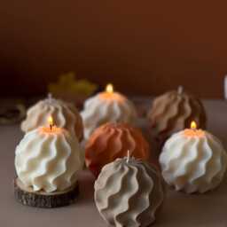 Wavy Ball Candle Abstract Soy Wax Ornament - Vegan Decorative Candle - thumbnail 3