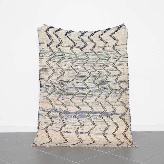 Handmade Berber Rug Vintage Moroccan Wool Area Carpet With Zigzag Pattern - 6.1x4.4 Ft - image 1