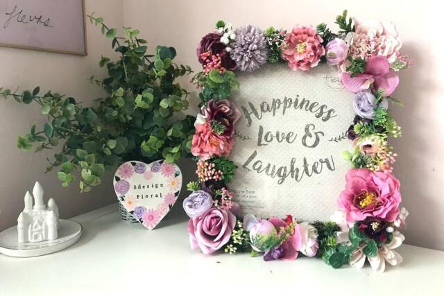 Botanical Floral Photo Frame Handmade Silk Flower Picture Frame - image 1