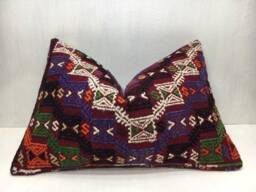 Vintage Turkish Kilim Pillow Cover, Ethnic Lumbar Cushion - 16x24