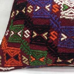 Vintage Turkish Kilim Pillow Cover, Ethnic Lumbar Cushion - 16x24 - thumbnail 3