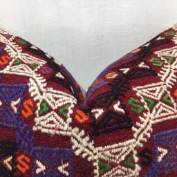Vintage Turkish Kilim Pillow Cover, Ethnic Lumbar Cushion - 16x24 - thumbnail 2
