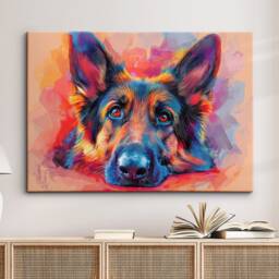 Colorful German Shepherd Abstract Dog Pet Art Oil Painting Framed Poster Print & Canvas Wall Living Home Decor Interior Gifts - thumbnail 1
