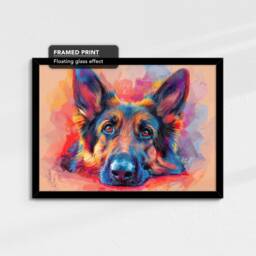 Colorful German Shepherd Abstract Dog Pet Art Oil Painting Framed Poster Print & Canvas Wall Living Home Decor Interior Gifts - thumbnail 2