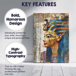 Egyptian Pharaoh Queen Blue Gold Profile Portrait Canvas Wall Art Print Decor Picture Ready To Hang - thumbnail 2