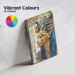 Egyptian Pharaoh Queen Blue Gold Profile Portrait Canvas Wall Art Print Decor Picture Ready To Hang - thumbnail 4