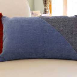 Demin Blue & Spice Orange Textured Cushion Cover With Contrasting Fringe - thumbnail 2