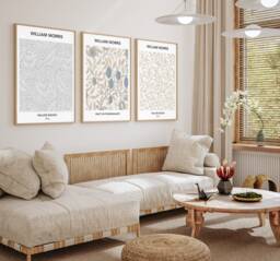 Set Of 3 William Morris Print, Art, Exhibition Poster, Floral Art Prints, Beige, Grey, Wild Flowers, Home Decor Fast Delivery - thumbnail 1