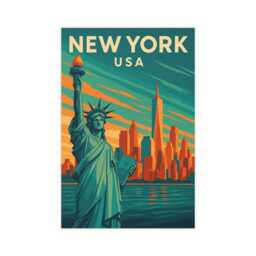 Vintage Statue Of Liberty Print - Retro Nyc Travel Poster - thumbnail 2