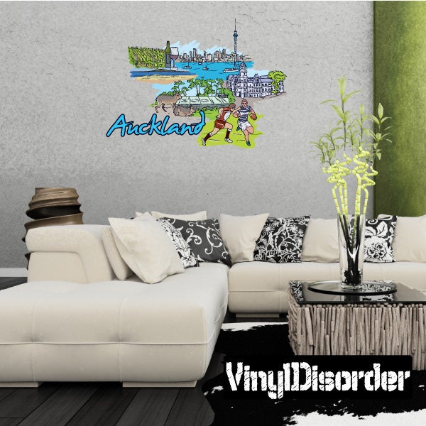 Famous City Auckland Wall Decal - Fabric Vinyl Removable & Reusable Famouscityuscolor091Et