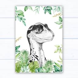 Dinosaur Nursery Prints Green & Gray Dino Wall Art, Set Of 3 - thumbnail 3