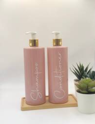 Personalised Pink Tubular Soap Dispenser Bottle With White/Gold Pump 250Ml & 500Ml - thumbnail 1