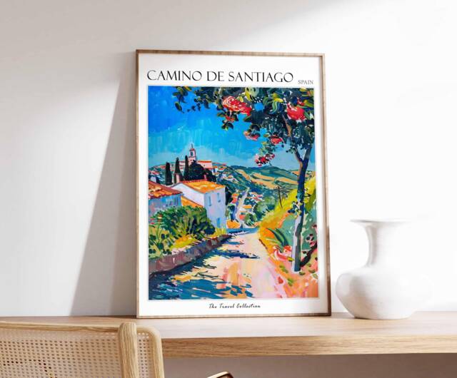 Camino De Santiago Travel Poster Spanish Pilgrimage Art Print - image 1