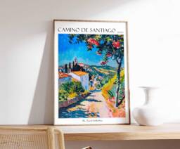 Camino De Santiago Travel Poster Spanish Pilgrimage Art Print - thumbnail 1