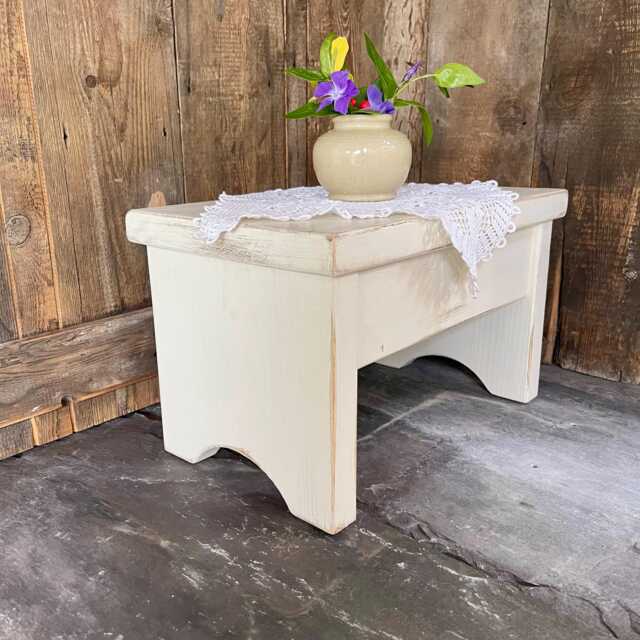 Wooden Stool Solid Pine Handmade - White - Foot Stool, Child Seat, Decorative - image 1