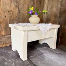 Wooden Stool Solid Pine Handmade - White - Foot Stool, Child Seat, Decorative - thumbnail 3