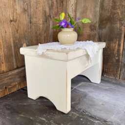 Wooden Stool Solid Pine Handmade - White - Foot Stool, Child Seat, Decorative - thumbnail 2