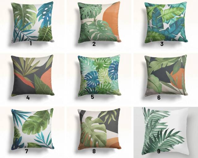 Monstera Green Palm Leaf Cushion Cover/Green Leaves Plant Pillow Case/Decorative Pillow/Leaf Bedding Home Decoration/Palm Tree Case - image 1