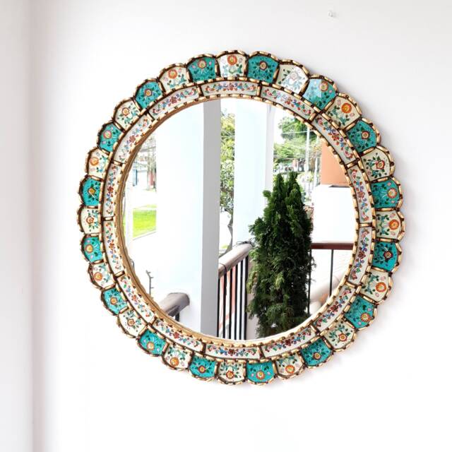 "Peruvian Mirrors ""New Turquoise Ivory 60cm " - image 1