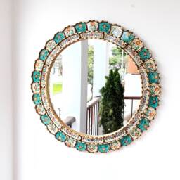 "Peruvian Mirrors ""New Turquoise Ivory 60cm "