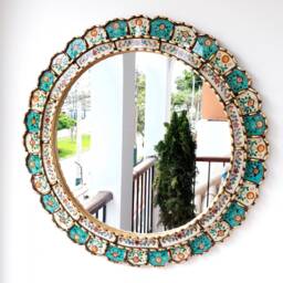 "Peruvian Mirrors ""New Turquoise Ivory 60cm " - thumbnail 2