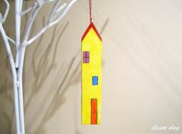 Ceramic House Wall Hanging, Hand Painted House, New Ornament, Clay Pottery Ceramic Cottage, Christmas Ornament - thumbnail 1