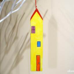 Ceramic House Wall Hanging, Hand Painted House, New Ornament, Clay Pottery Ceramic Cottage, Christmas Ornament - thumbnail 2