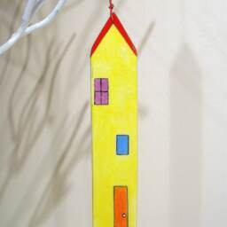 Ceramic House Wall Hanging, Hand Painted House, New Ornament, Clay Pottery Ceramic Cottage, Christmas Ornament - thumbnail 3