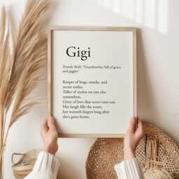 Gigi Definition Print - Grandmother Wall Art Gift For Minimal Neutral Typography Family Quote Warm Home Decor - thumbnail 1