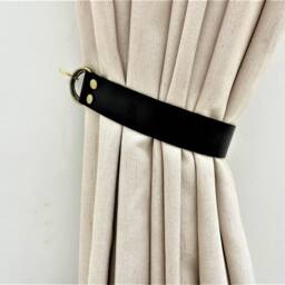 Minimalist Leather Curtain Tie-Back Modern Window Decor - thumbnail 3