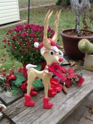 Hand Carved Pine Reindeer Rustic Christmas Decor - 20 - thumbnail 3